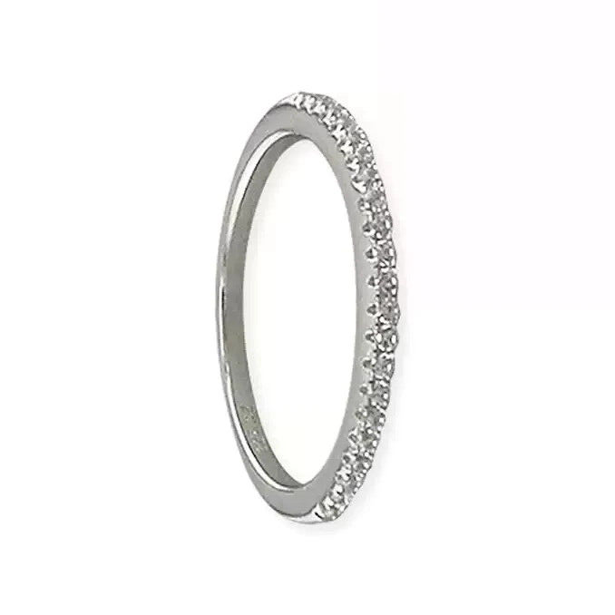 Thin Half Eternity Ring Sterling Silver 925 Hallmarked British Made Size M - S