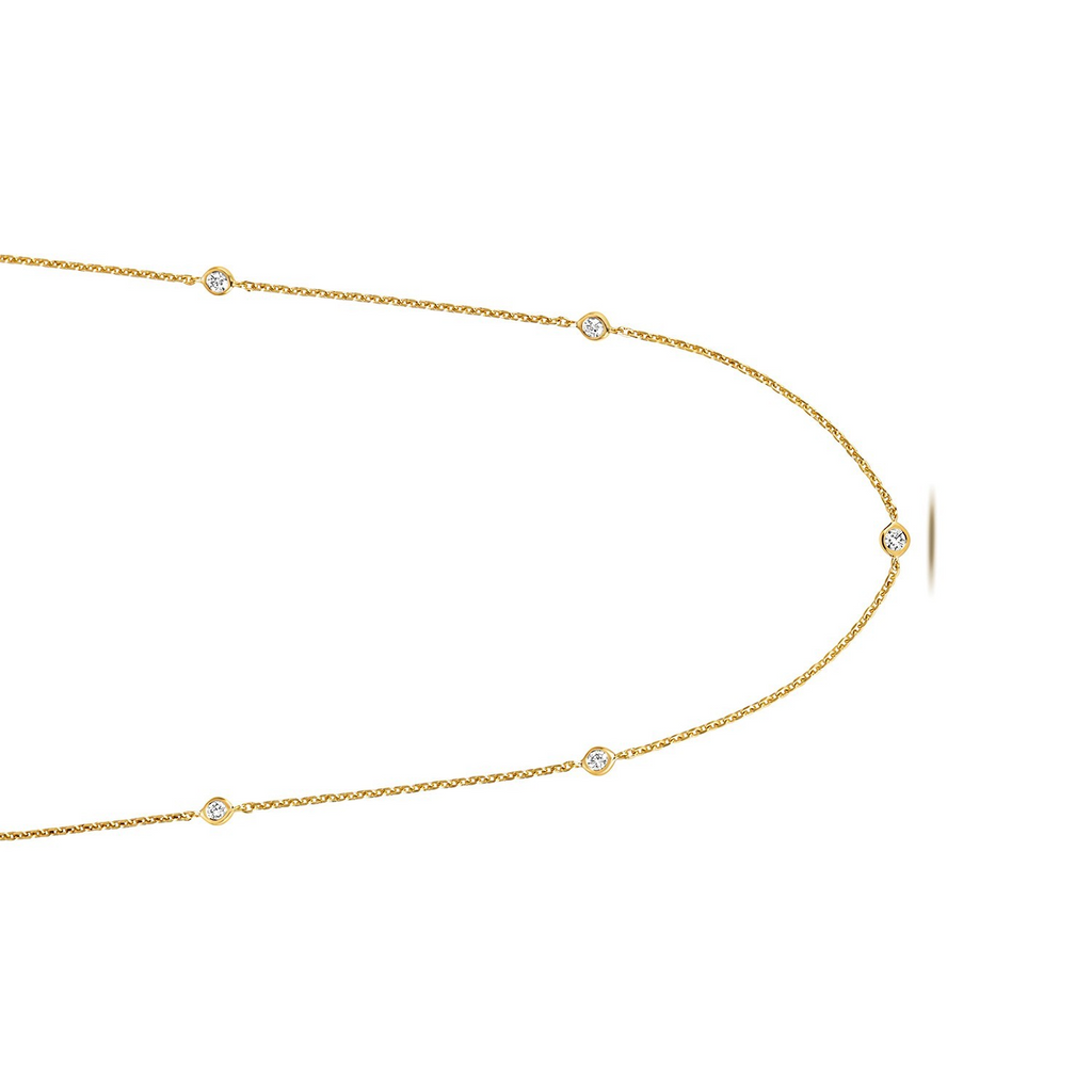 5 Flush Natural Diamond Necklace 18ct Yellow Gold Hallmarked British Made