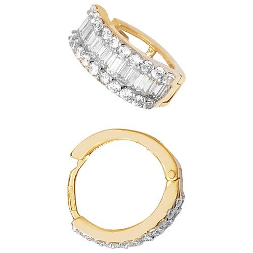 Mens Huggie Baguette Hoop Earring 9ct Yellow Gold Gents 375 Hallmarked Brand New