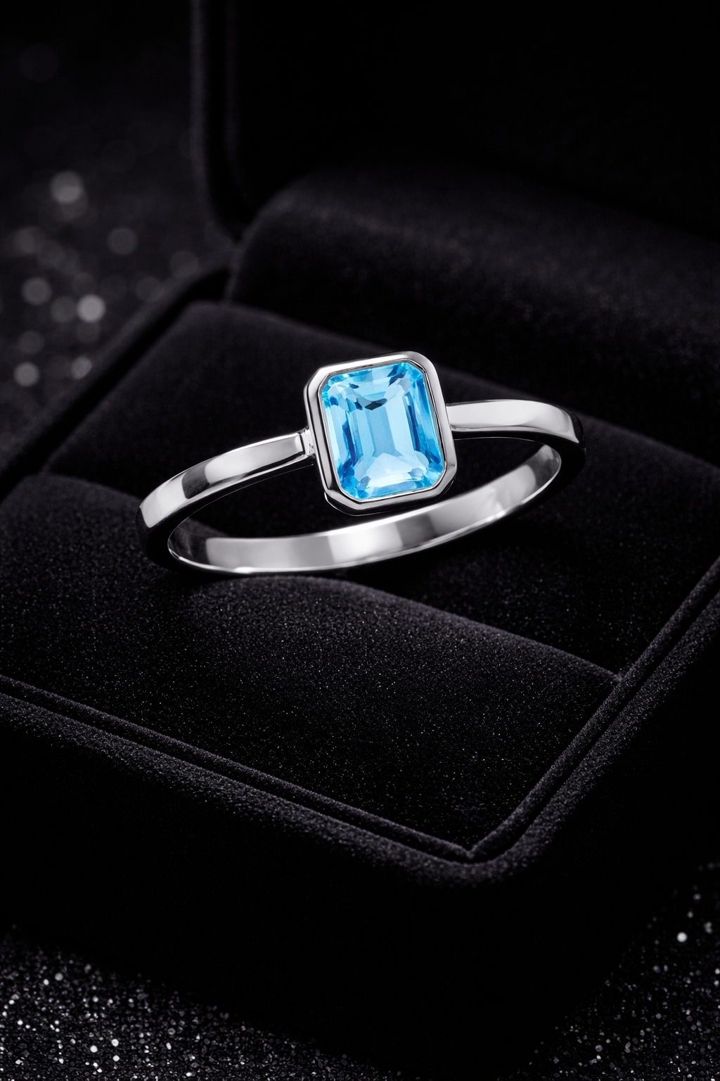 Solitaire Blue Topaz Ring Sterling Silver 925 Hallmarked British Made Size L - R