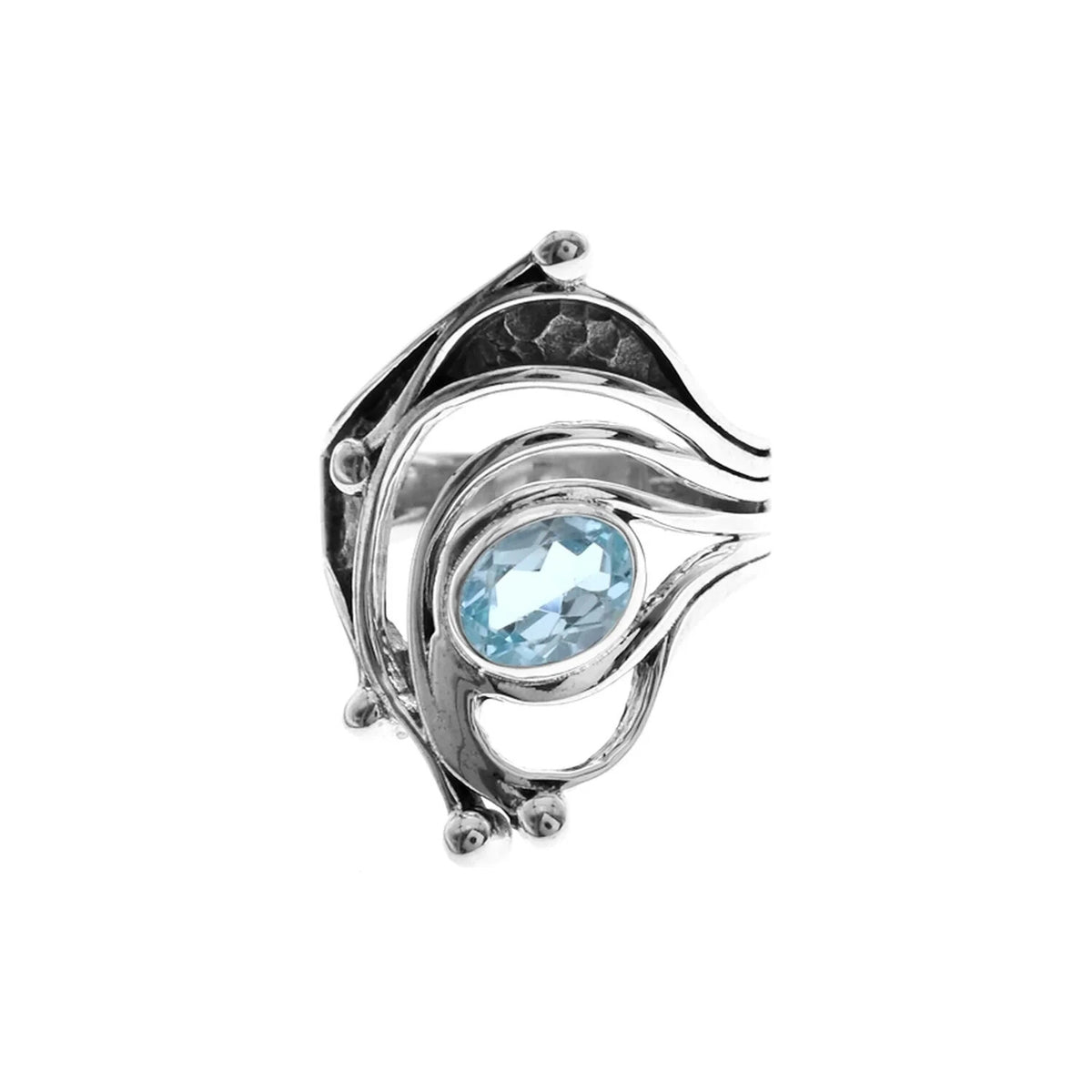 Blue Topaz Statement Ring Sterling Silver 925 Hallmarked British Made Size K - T