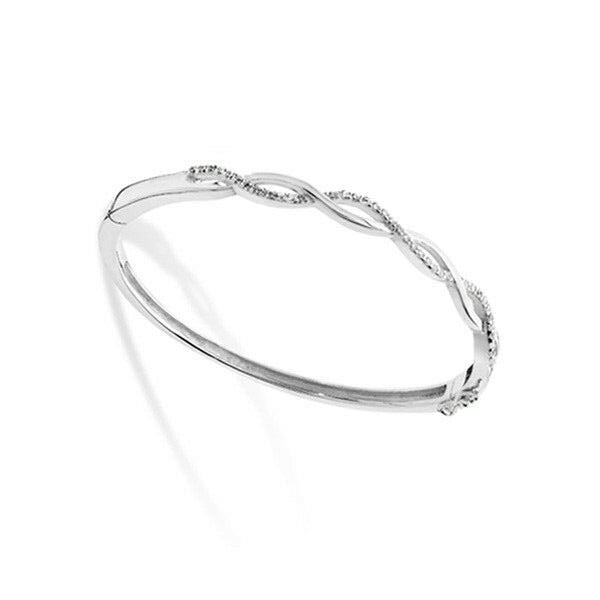 Sterling Silver Infinity Bangle Gemstone British Made Hallmarked Brand New 