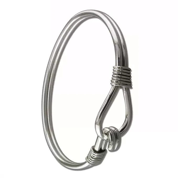 Heavy Loop And Hook Bangle Sterling Silver 925 Hallmarked British Made Brand New
