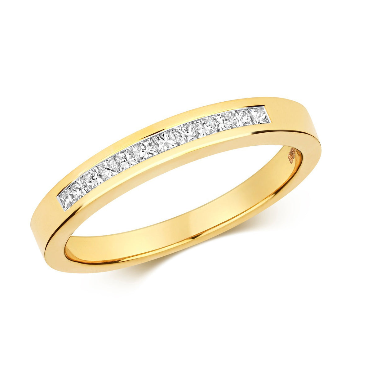 12 Natural Diamond Channel Set Ring 18ct Yellow Gold Hallmarked Sizes J - Q
