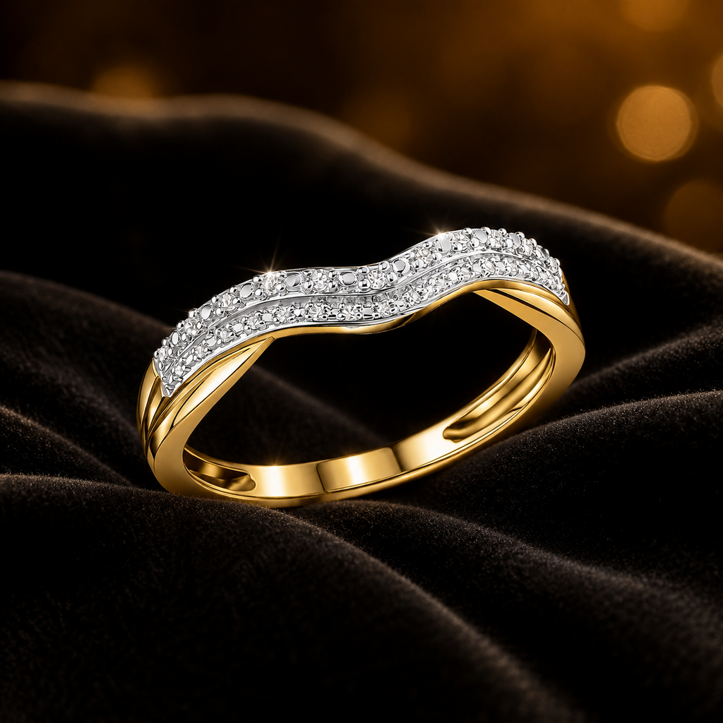 Diamond Wave Eternity Ring 9ct Yellow Gold Sizes  L - Q British Made