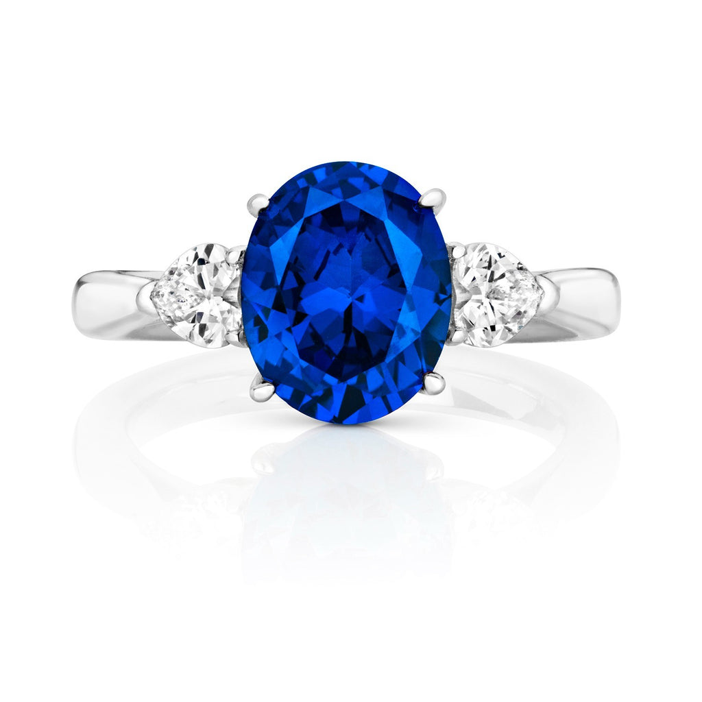 Oval Sapphire Ring Sterling Silver 925 Hallmarked Sizes I - P British Made