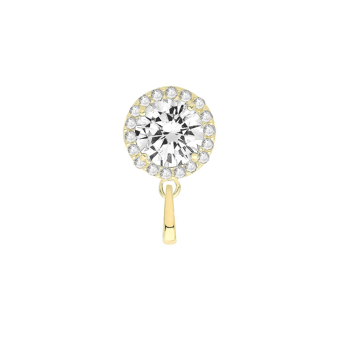 Round Halo 9ct Yellow Gold Pendant 375 Hallmarked British Made All Chain Lengths