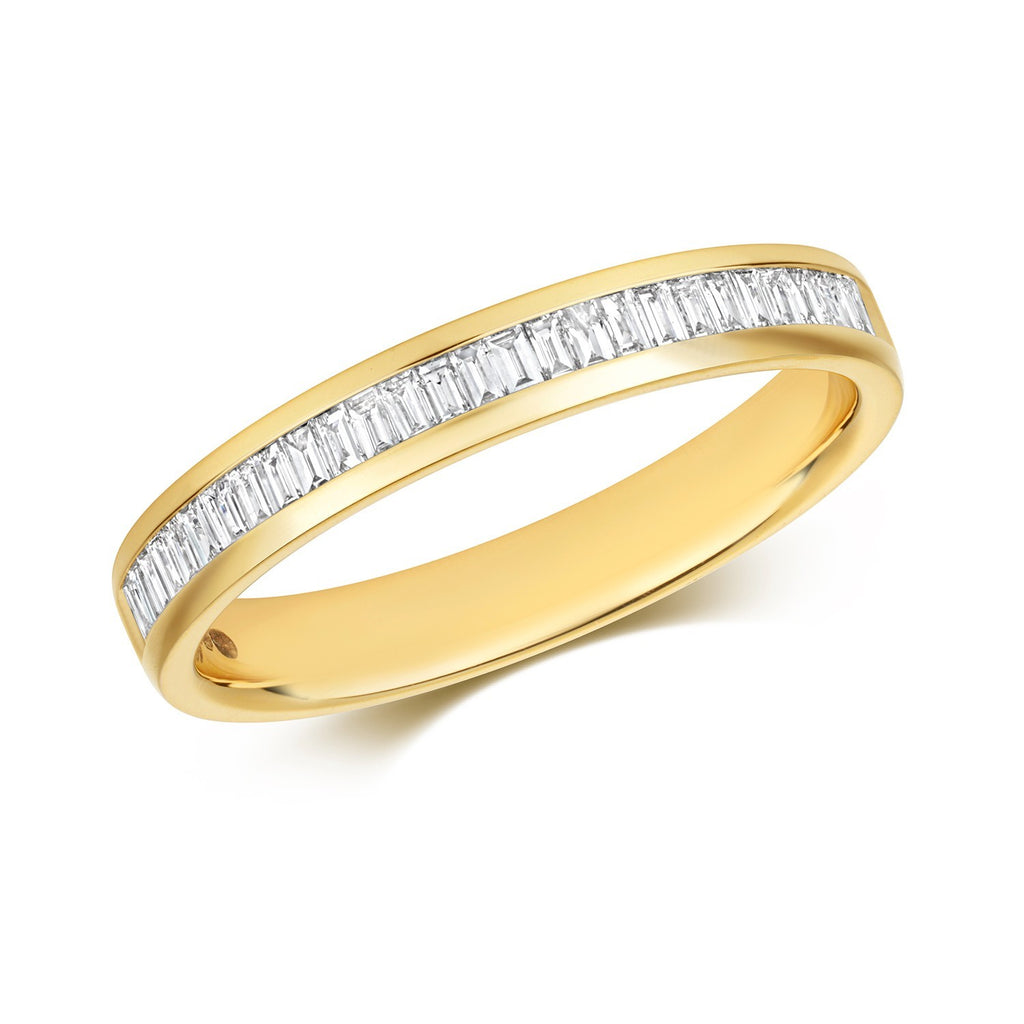 Natural Diamond Baguette Eternity Ring 18ct Yellow Gold Hallmarked Sizes J - Q