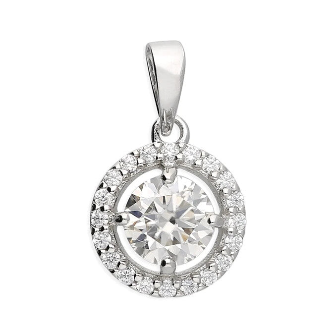 Moissanite Round Halo Pendant Sterling Silver 925 Hallmarked All Chain Lengths
