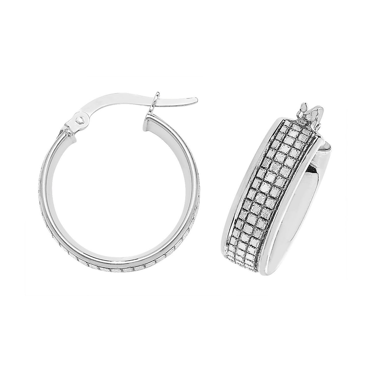 9ct White Gold Hinged Statement Hoop Earrings 375 Hallmarked 15 - 30mm Diameter