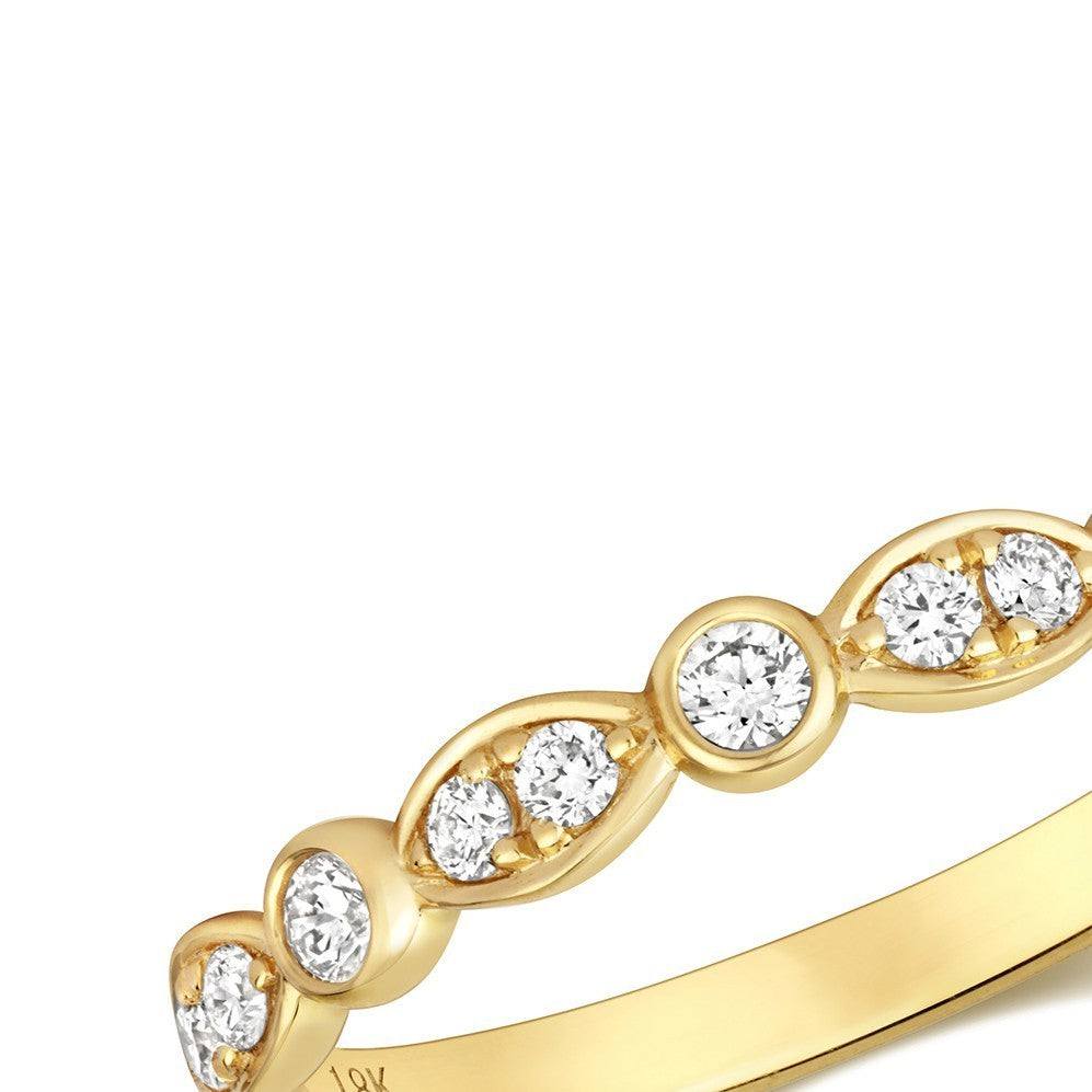 11 Natural Diamond Flush Ring 18ct Yellow Gold Hallmarked Sizes J - Q