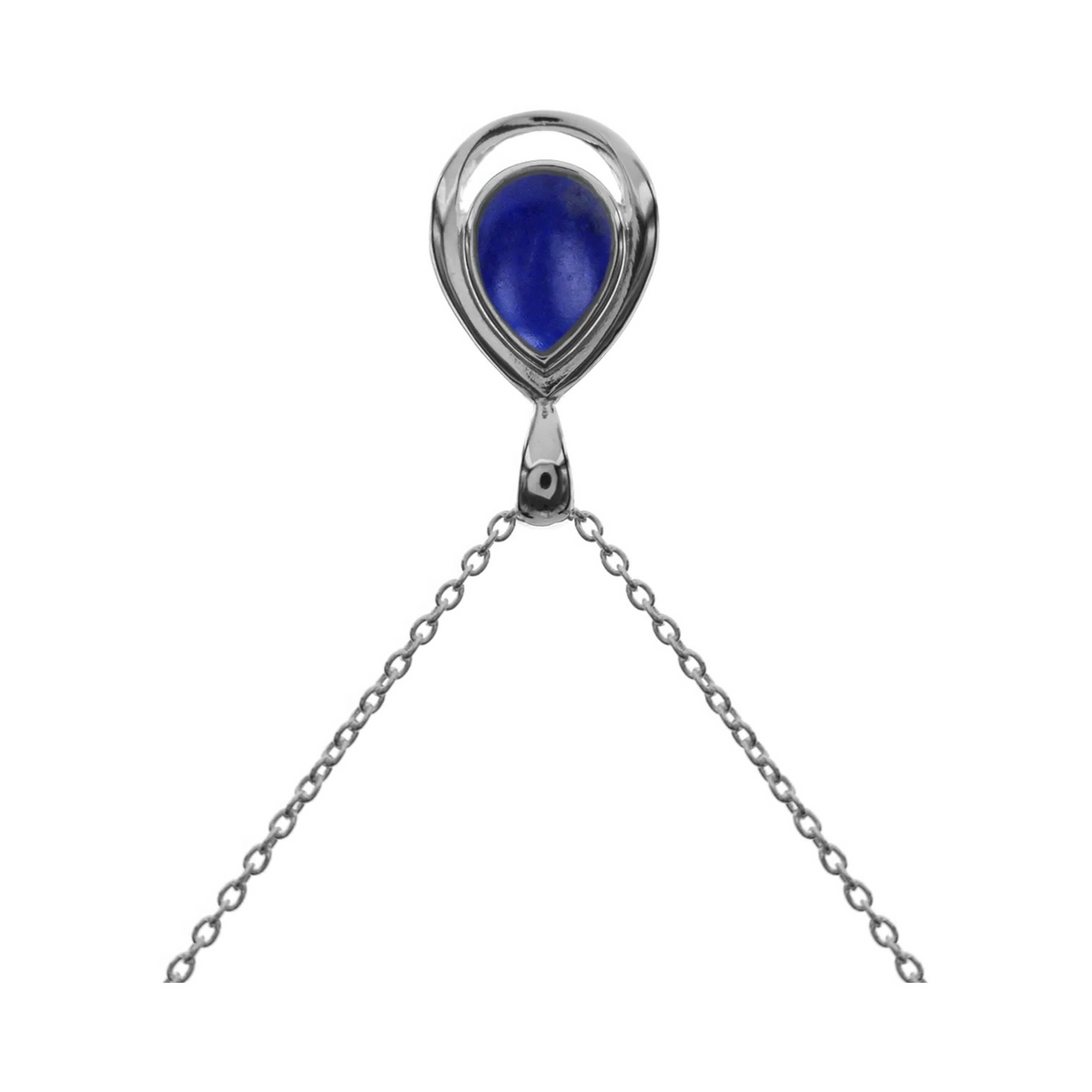 Teardrop Lapis Lazuli Necklace Solid Sterling Silver 925 Hallmarked British Made