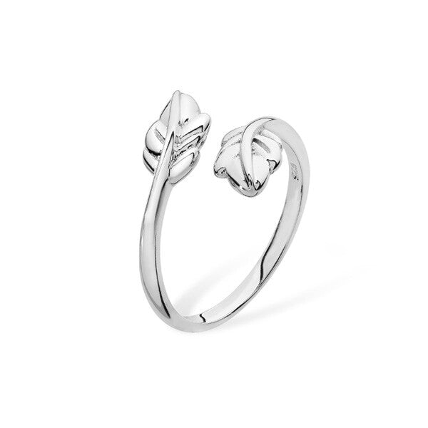 Sterling Silver Ring Leaf Detail Wrap 925 Hallmarked Size J - R Brand New Boxed