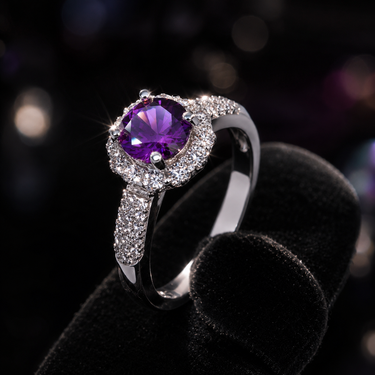 Amethyst Cluster Ring Sterling Silver 925 Hallmarked British Made Size J - R