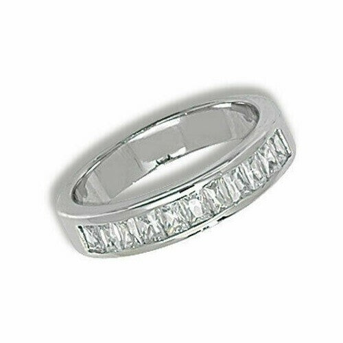 Sterling Silver Eternity Baguette Ring Anniversary 925 Hallmarked Size L - T