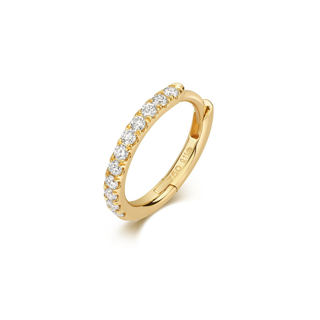 9.7mm 11 Natural Diamond Hoop Earring 18ct Yellow Gold Hallmarked British Made
