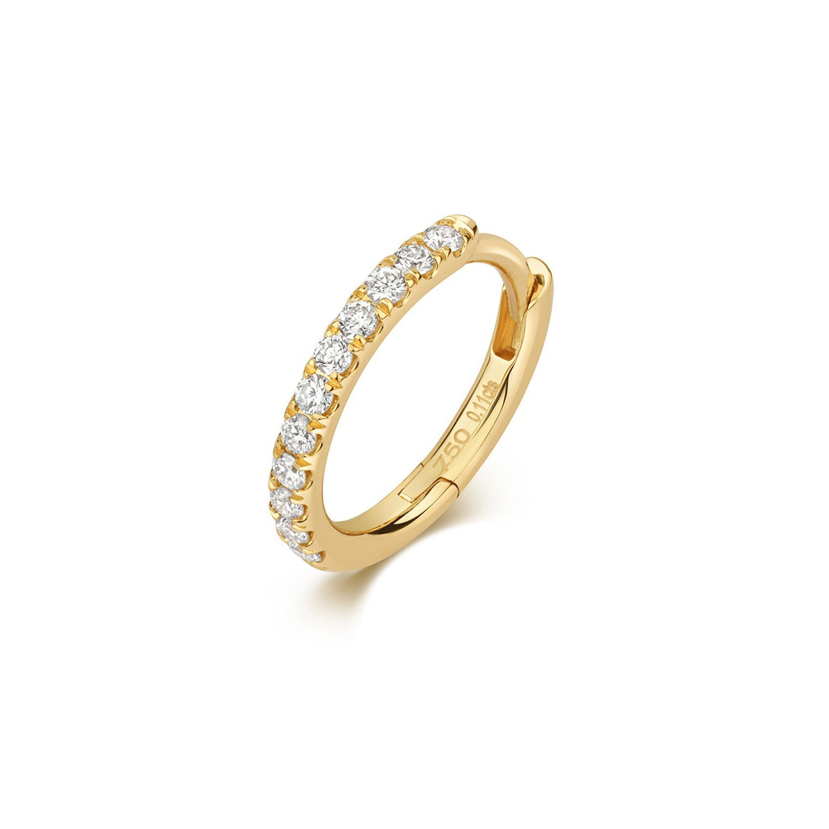 9.7mm 11 Natural Diamond Hoop Earring 18ct Yellow Gold Hallmarked British Made