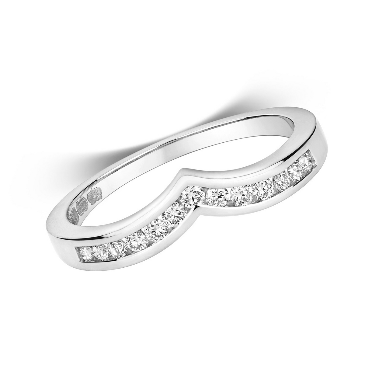 13 Natural Diamond Wishbone Ring 18ct White Gold Hallmarked Sizes J - Q