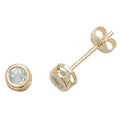 Yellow Gold Blue Topaz Earrings Solitaire Natural Stone 375 9 Carat New Boxed