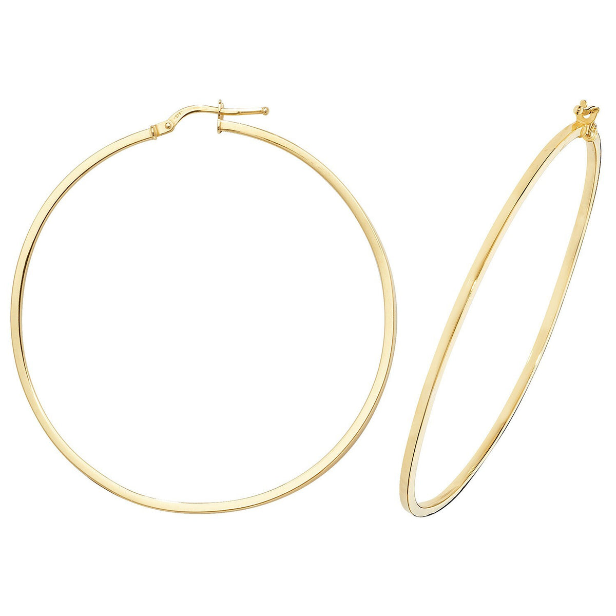 9ct Yellow Gold Hoop Earrings 375 Hallmarked 8mm - 50mm Diameter British Made