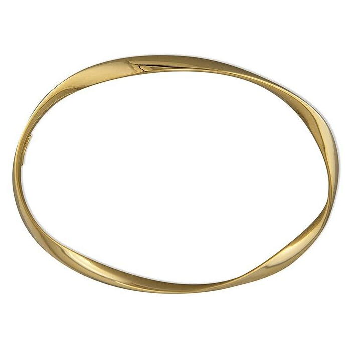 18ct Yellow Gold Crossover Bangle On Sterling Silver British Made Hallmarked