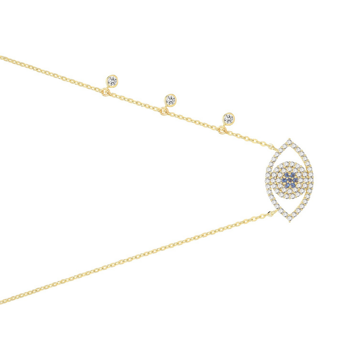 Ladies Statement Evil Eye Necklace 9ct Yellow Gold 375 Hallmarked British Made