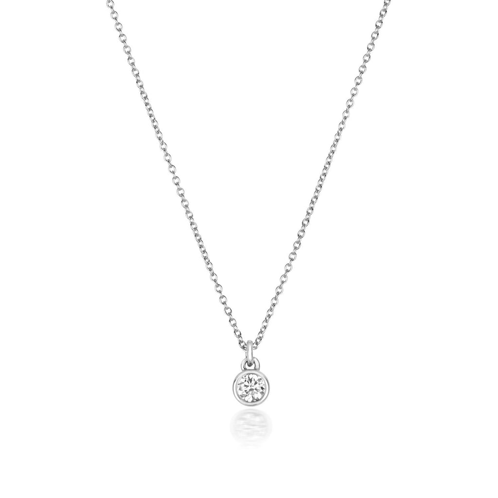 1 Natural Diamond Flush Necklace 18ct White Gold Hallmarked British Made
