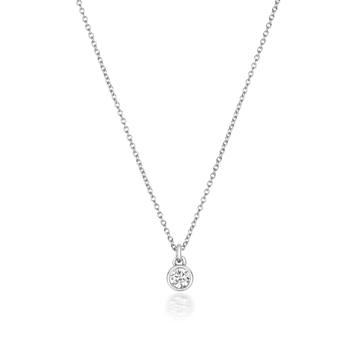 1 Natural Diamond Flush Necklace 18ct White Gold Hallmarked British Made