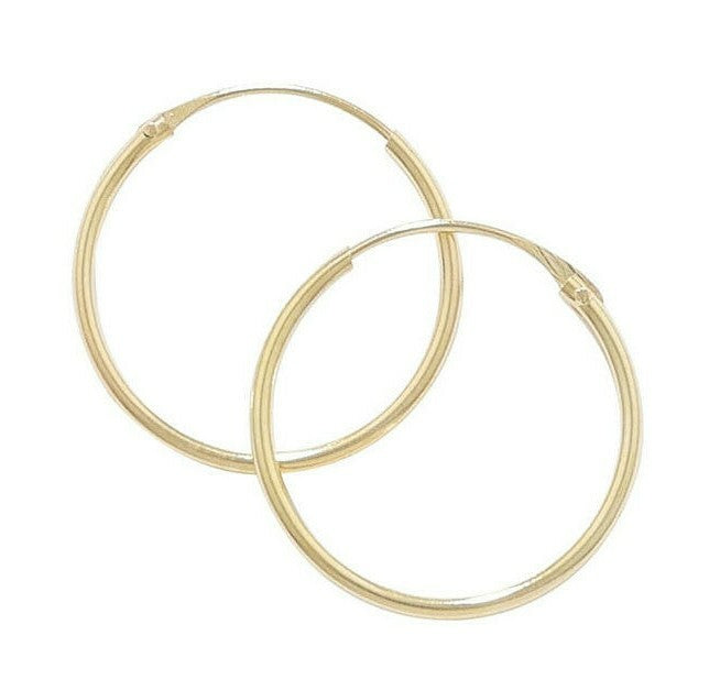 Yellow Gold Hinged Sleeper Earrings 14mm British Made Carat Hoop Creole Hoops
