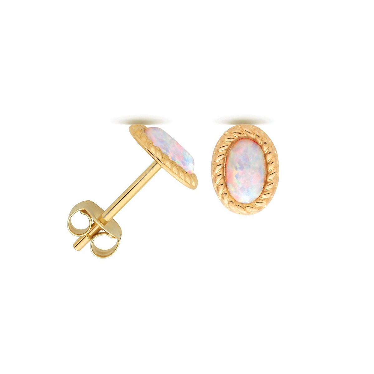 Vintage Halo Opal Stud Earrings 9ct Yellow Gold 375 Hallmarked Brand OpNew Boxed