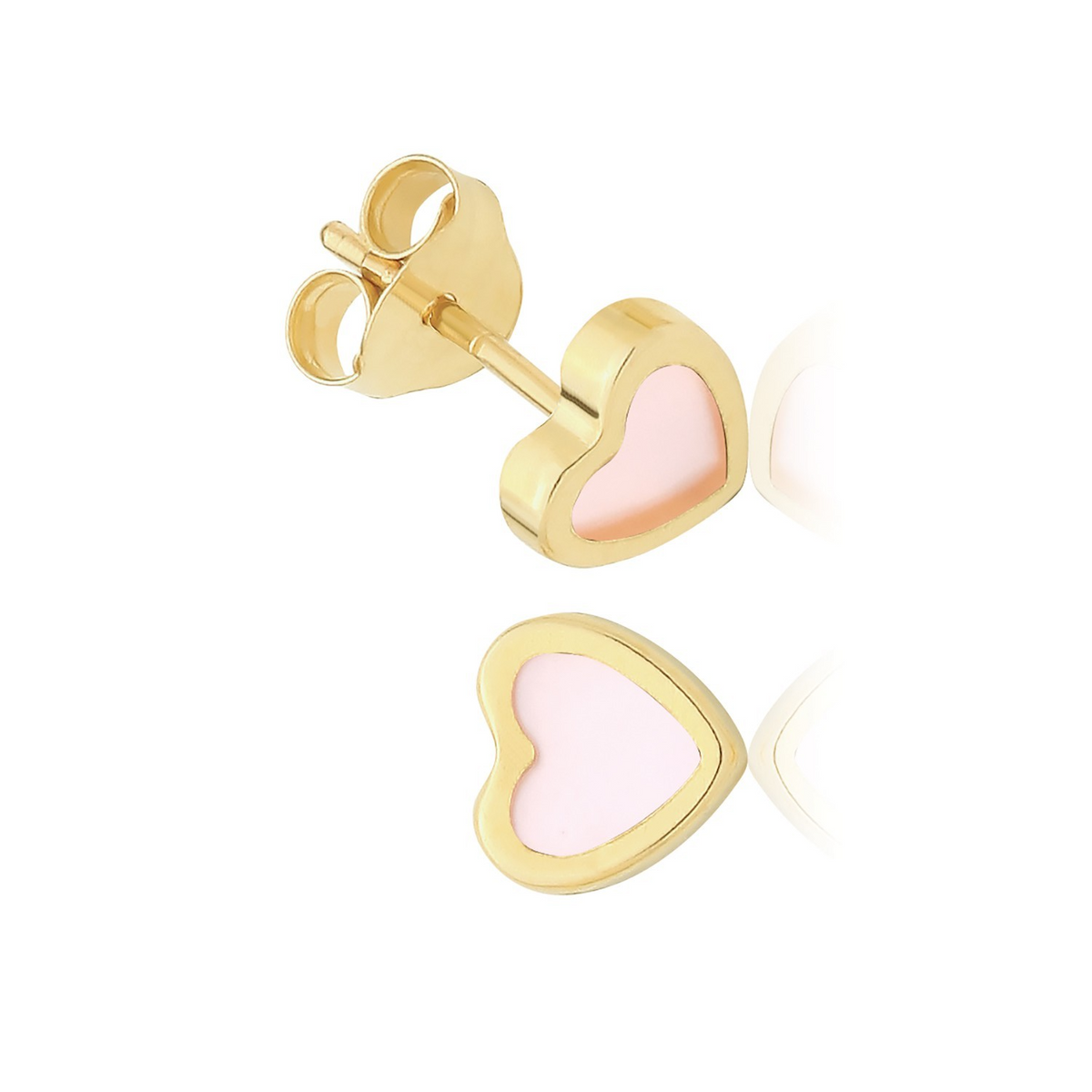 Flush Natural Pearl Heart Stud Earrings 9ct Yellow Gold 375 Hallmarked Brand New