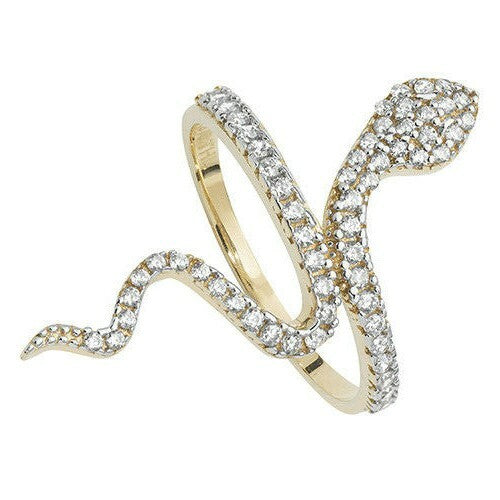 Gemstone Snake Ring 9ct Yellow Gold Hallmarked Sizes J - R British Made