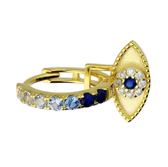 Evil Eye Huggie Hoop Earrings 18ct Yellow Gold Plated Hallmark Brand New Boxed