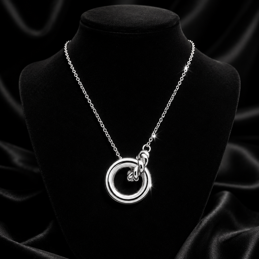 Linked Circle Necklace 925 Sterling Silver 925 Hallmarked British Made Brand New