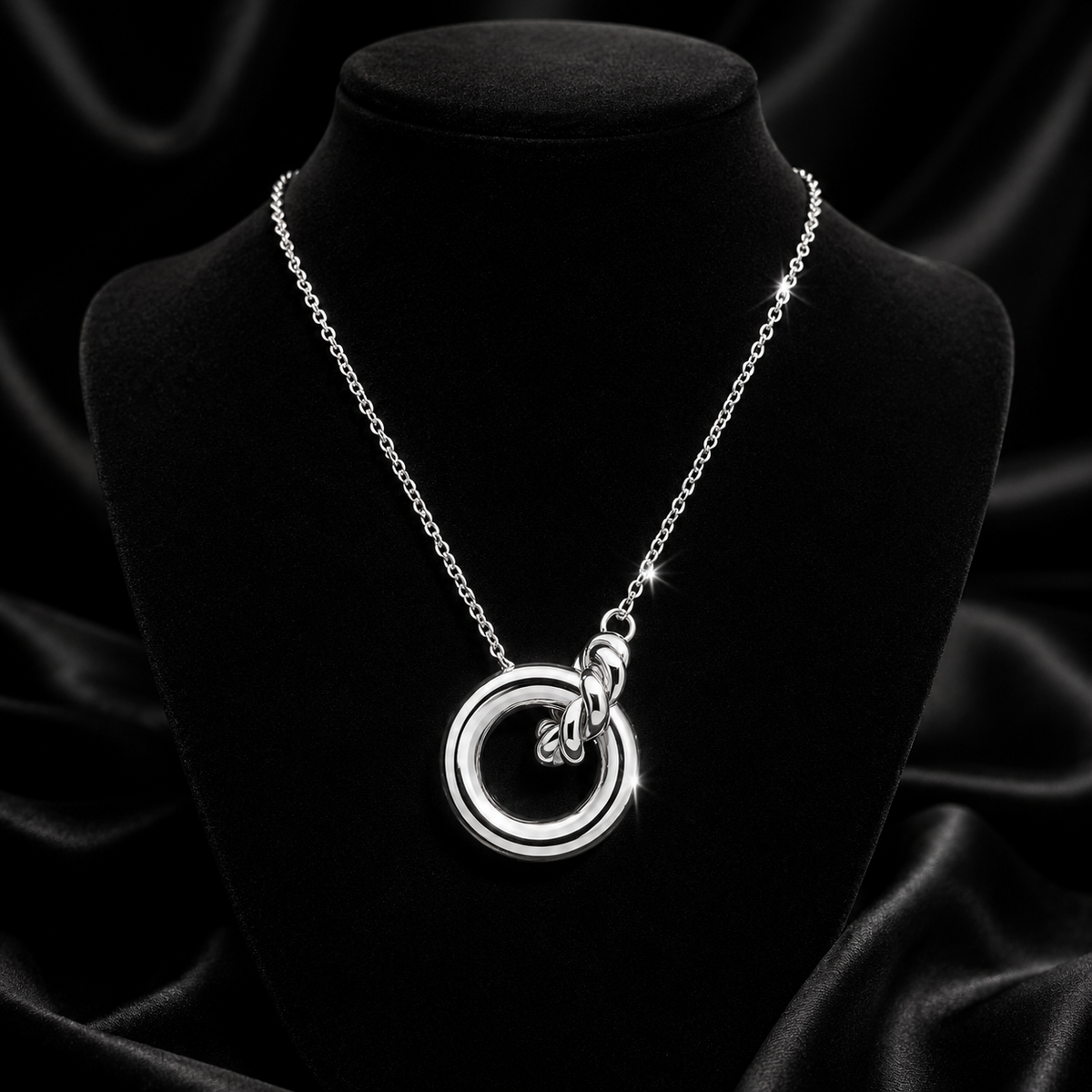 Linked Circle Necklace 925 Sterling Silver 925 Hallmarked British Made Brand New