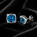 Natural Halo Blue Topaz Diamond Earrings 9ct White Gold 375 Hallmarked