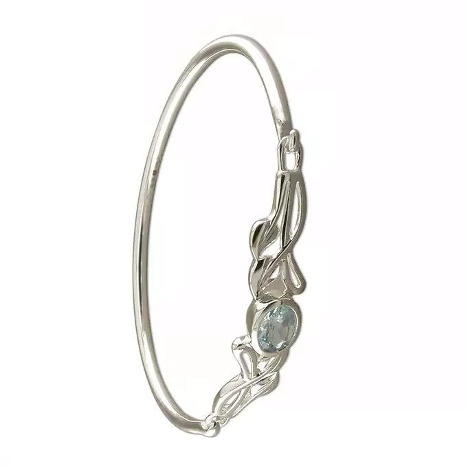 Mackintosh Blue Topaz Bangle Sterling Silver 925 Hallmark British Made Brand New