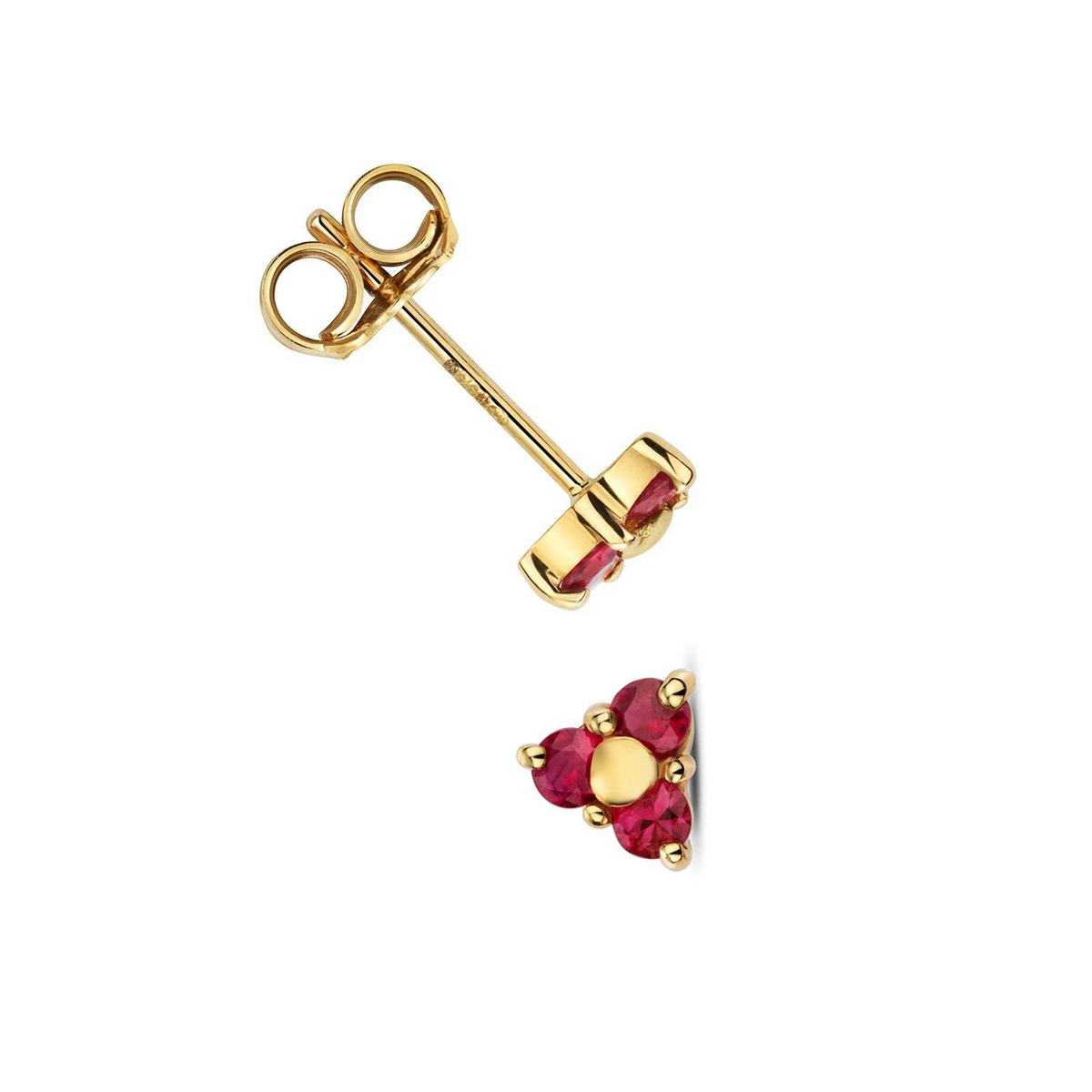 Yellow Gold 3 Stone Ruby Earrings 9ct 375 Hallmarked New Boxed British Made