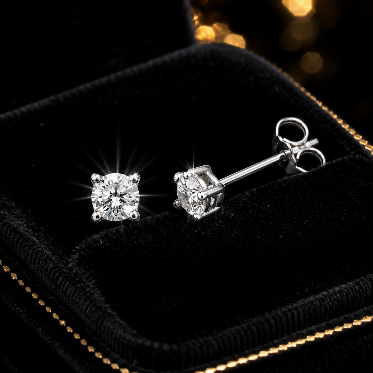 Natural Diamond Stud Solitaire Earrings 18ct White Gold Hallmarked British Made