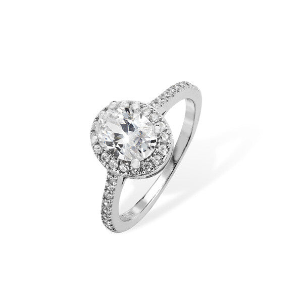 Sterling Silver Ring Engagement Oval Gemstone 925 Hallmarked Size J - R