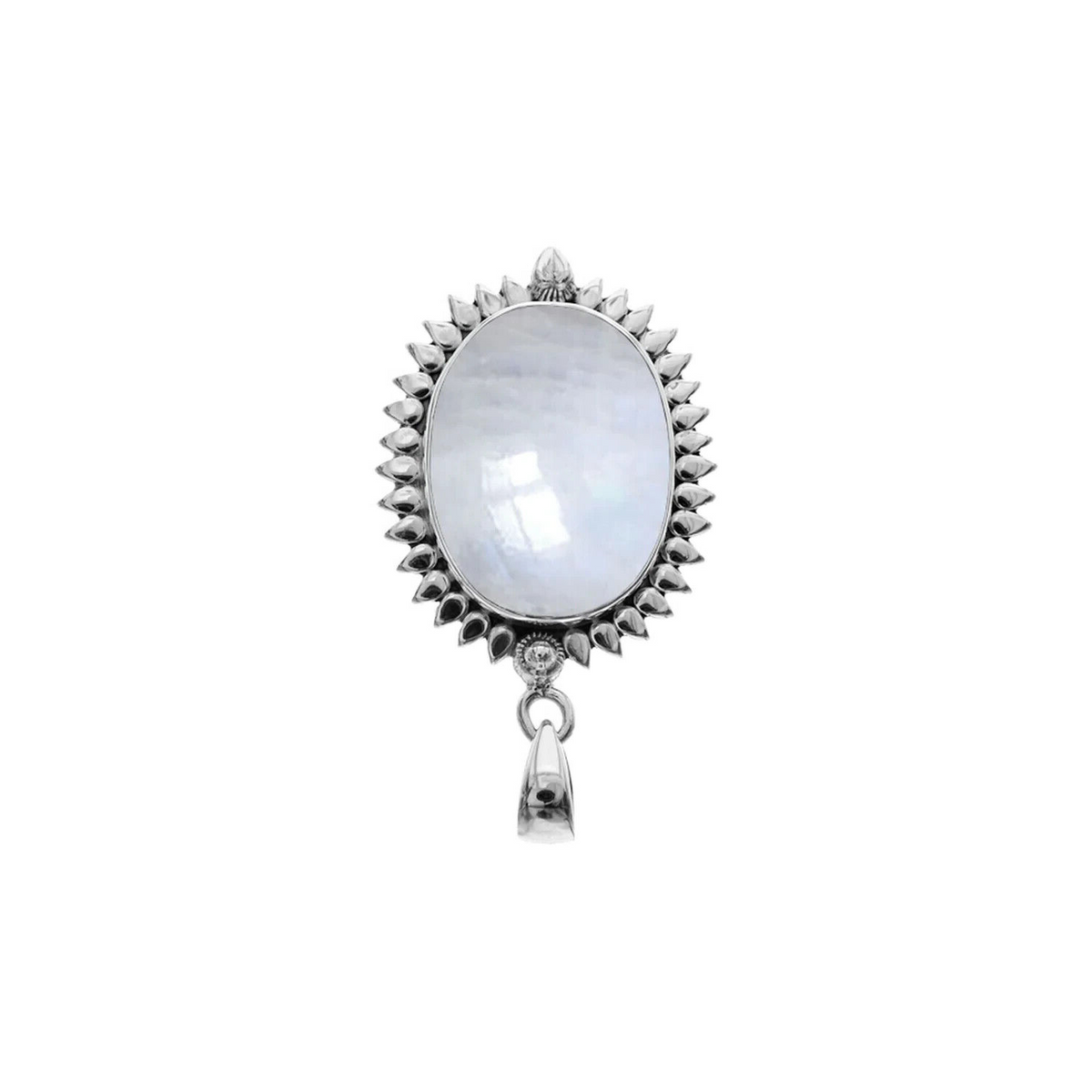 Oval Petal Moonstone Pendant Sterling Silver 925 Hallmarked All Chain Lengths