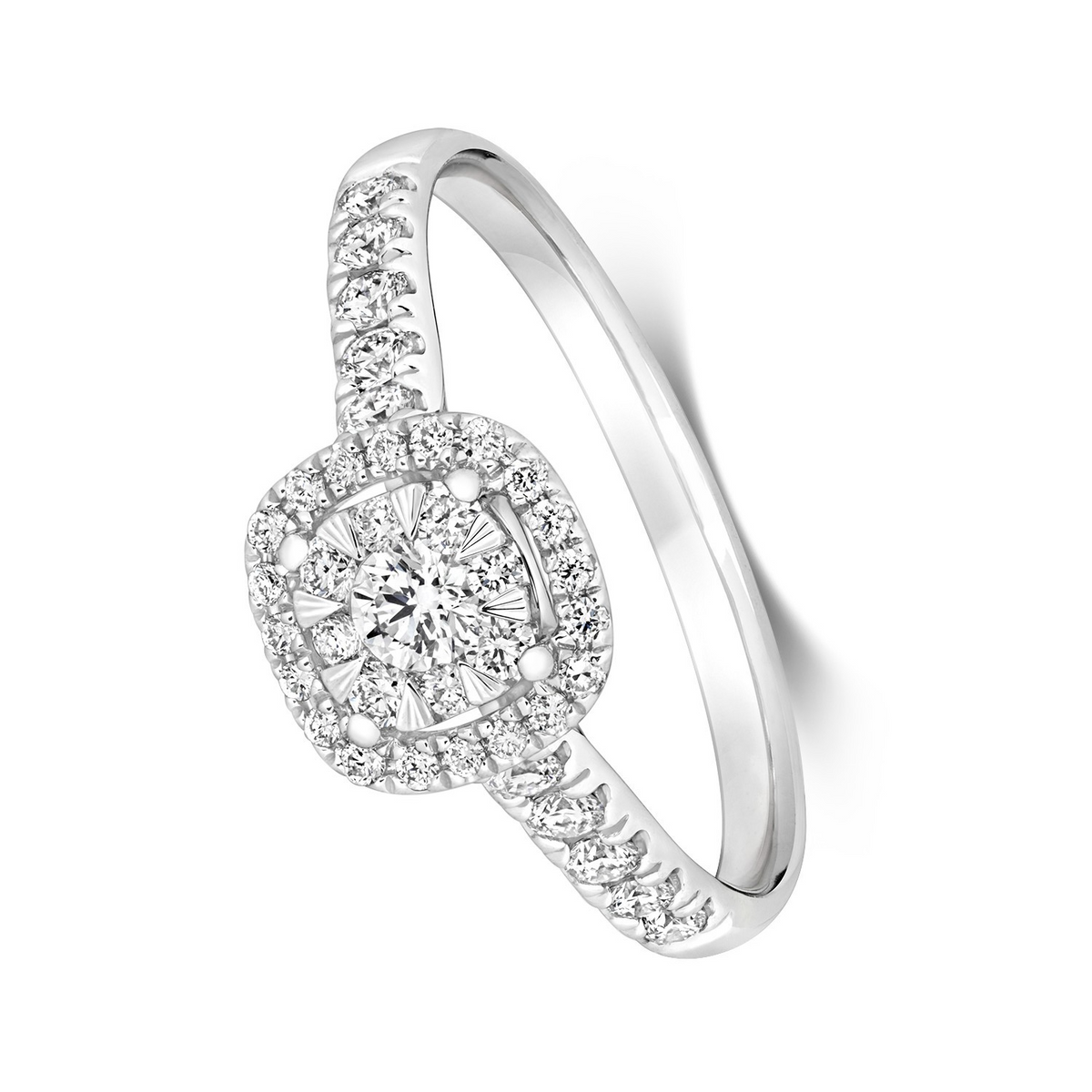 Natural Diamond Brilliant Halo Ring 18ct White Gold Hallmarked Sizes J - Q