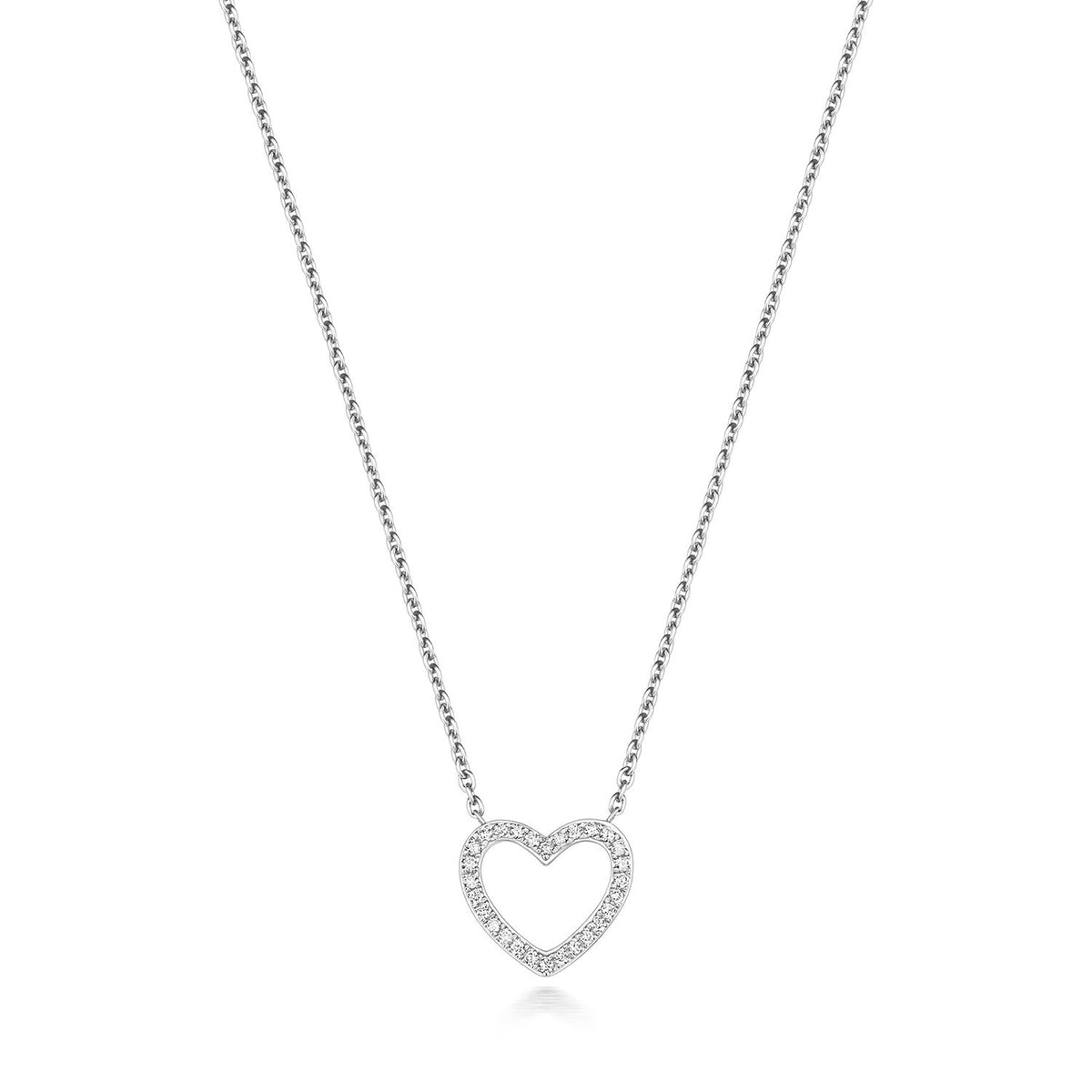 Statement Natural Diamond Heart Necklace 18ct White Gold Hallmarked British Made