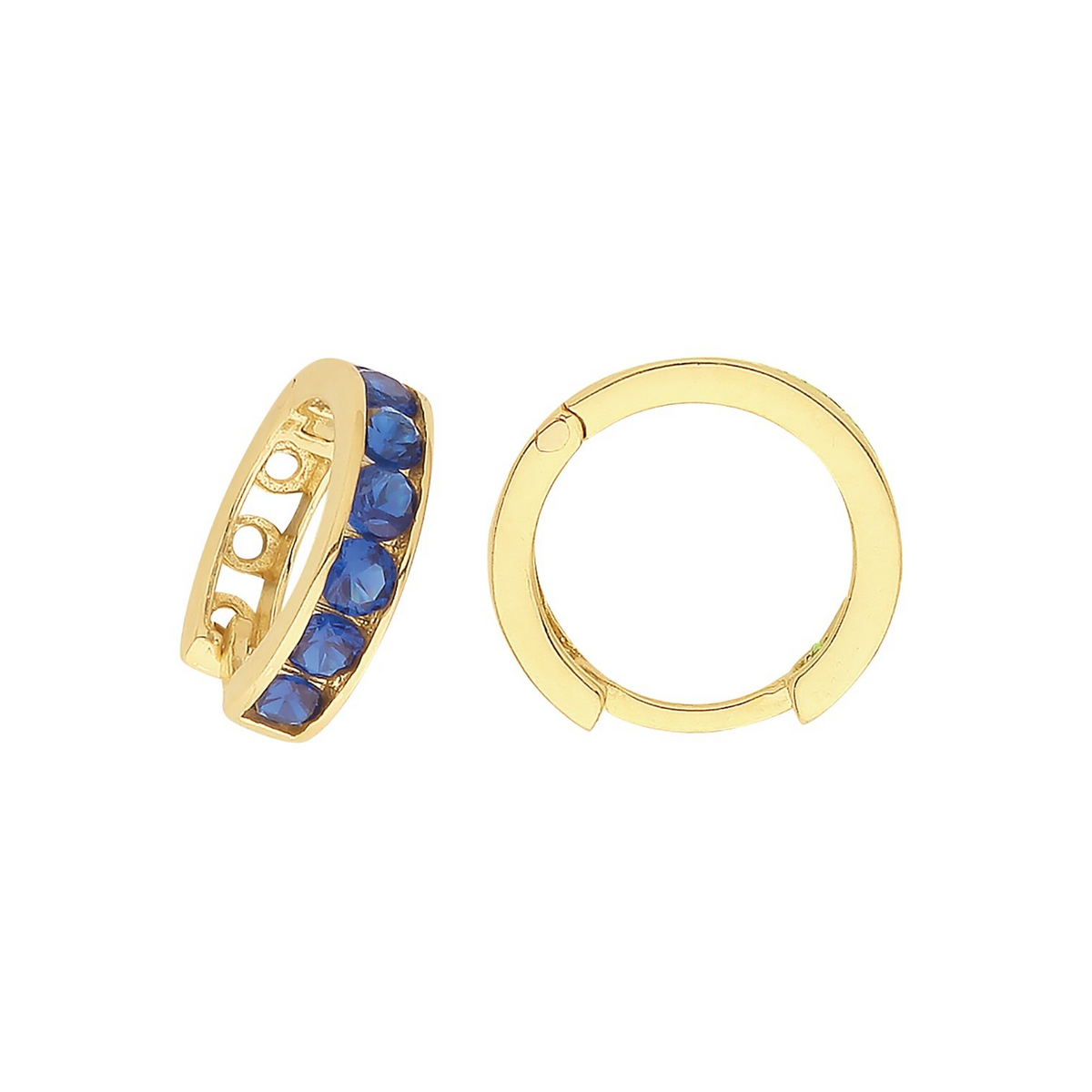 Mens 6 Sapphire Huggie Hoop Earring 9ct Yellow Gold 375 Hallmark Brand New Boxed