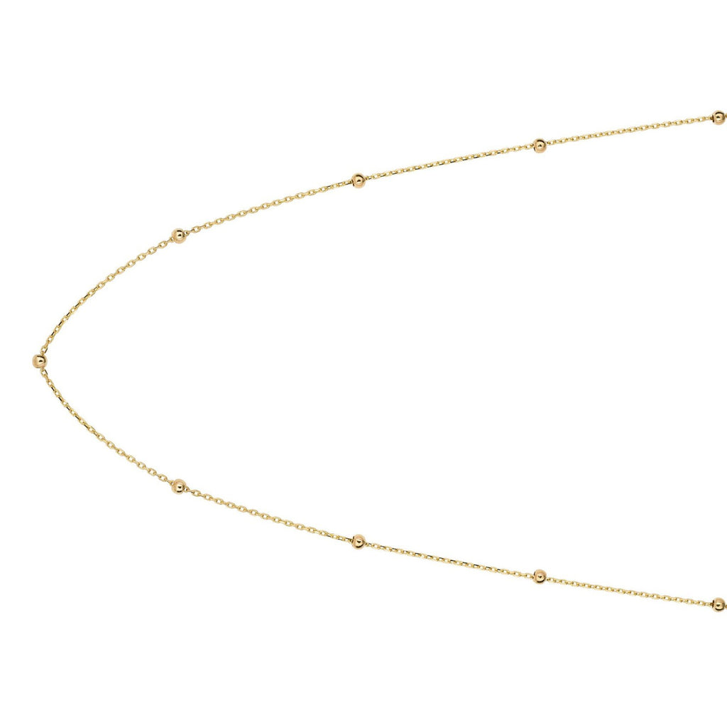 Fine Ball Station Chain Necklace 9ct Yellow Gold 375 Hallmarked British Made