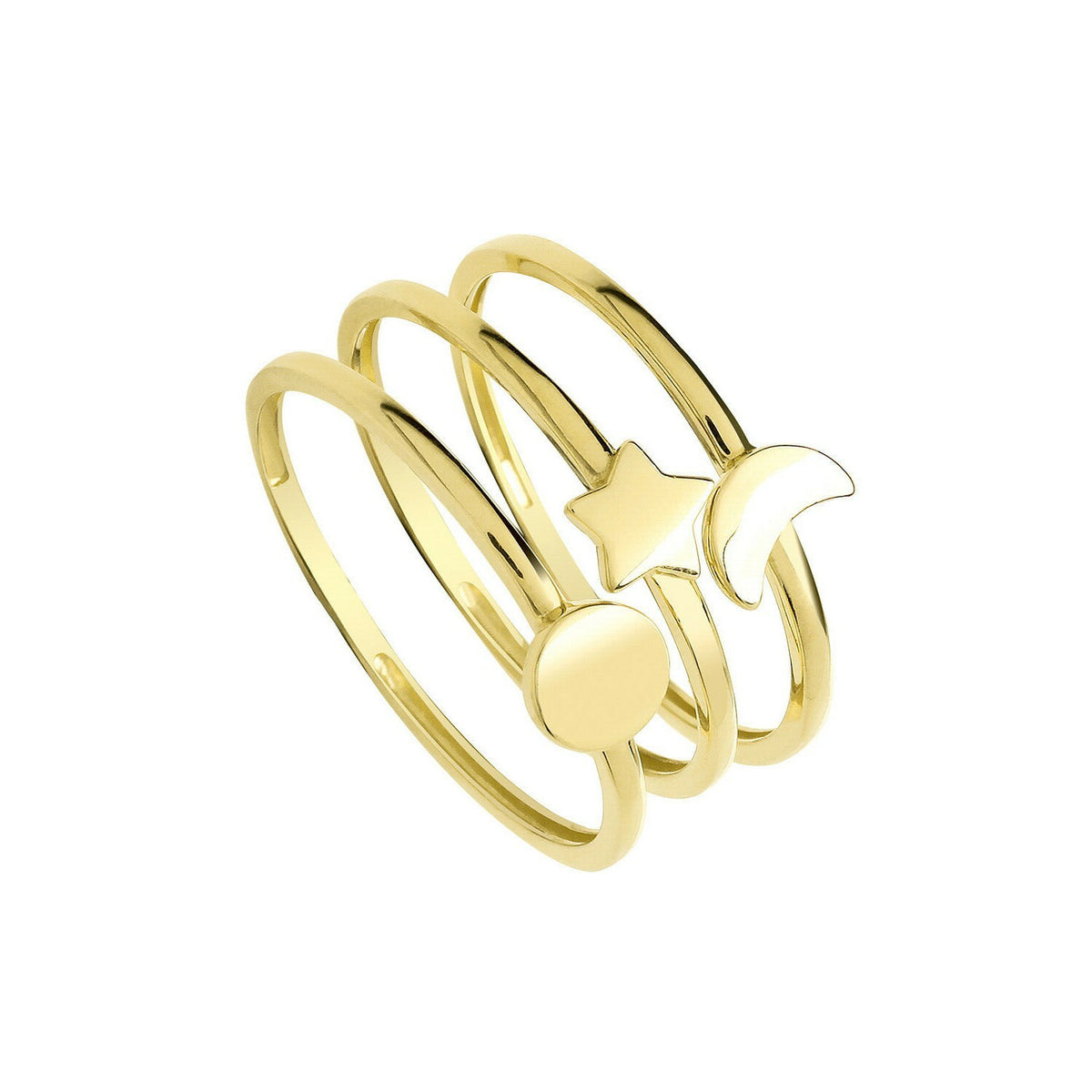 Sun Moon Star Stacking Ring 9ct Yellow Gold Hallmarked Sizes K - Q British Made