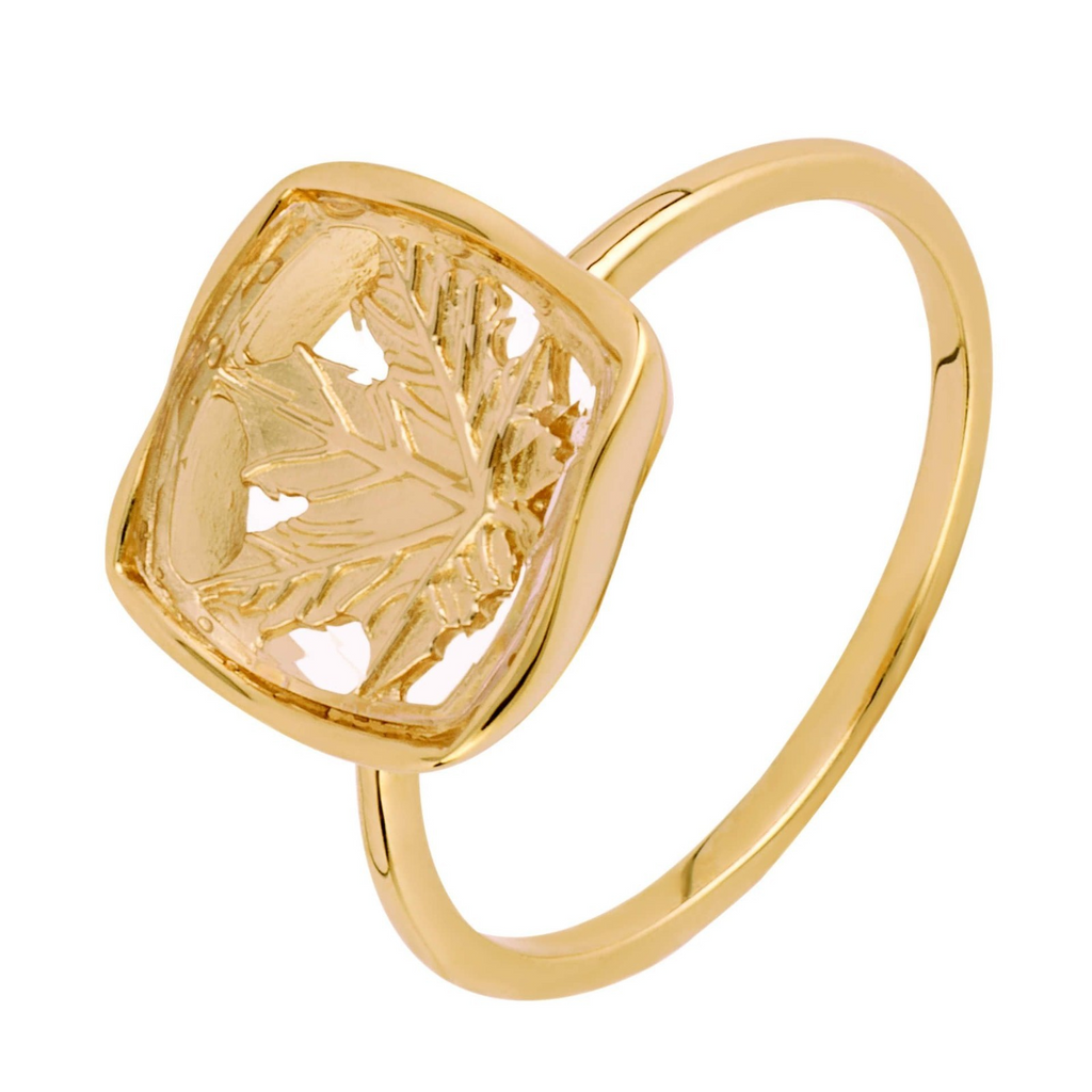 Enclosed Leaf Ring 9ct Gold Plated 925 Hallmarked British Made Size K- S