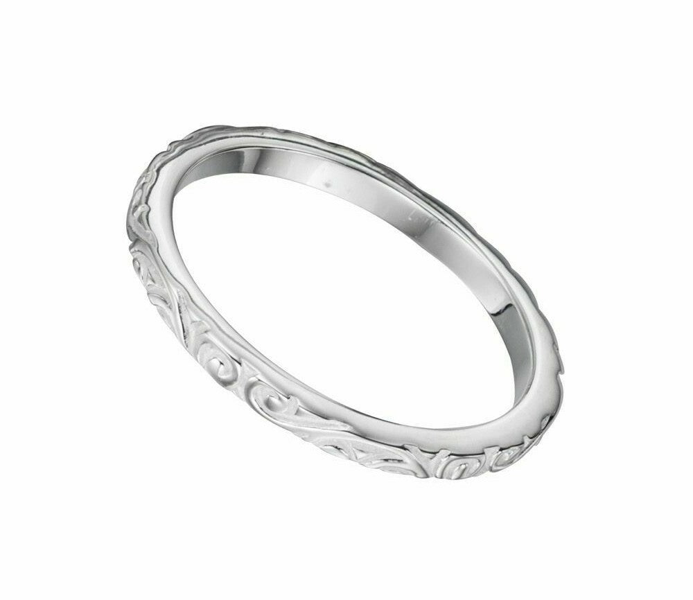 Sterling Silver Scroll Pattern Band Ring 925 Hallmarked Size K - S British Made