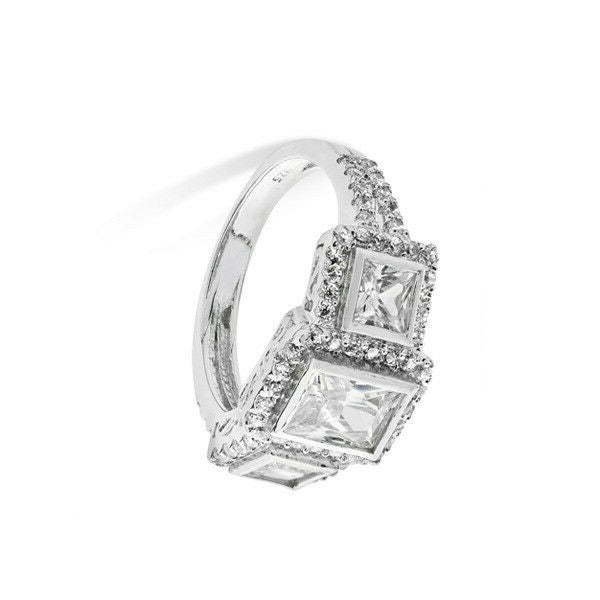 Sterling Silver Ring Engagement 3 Stone Gemstone 925 Hallmarked Size J - R