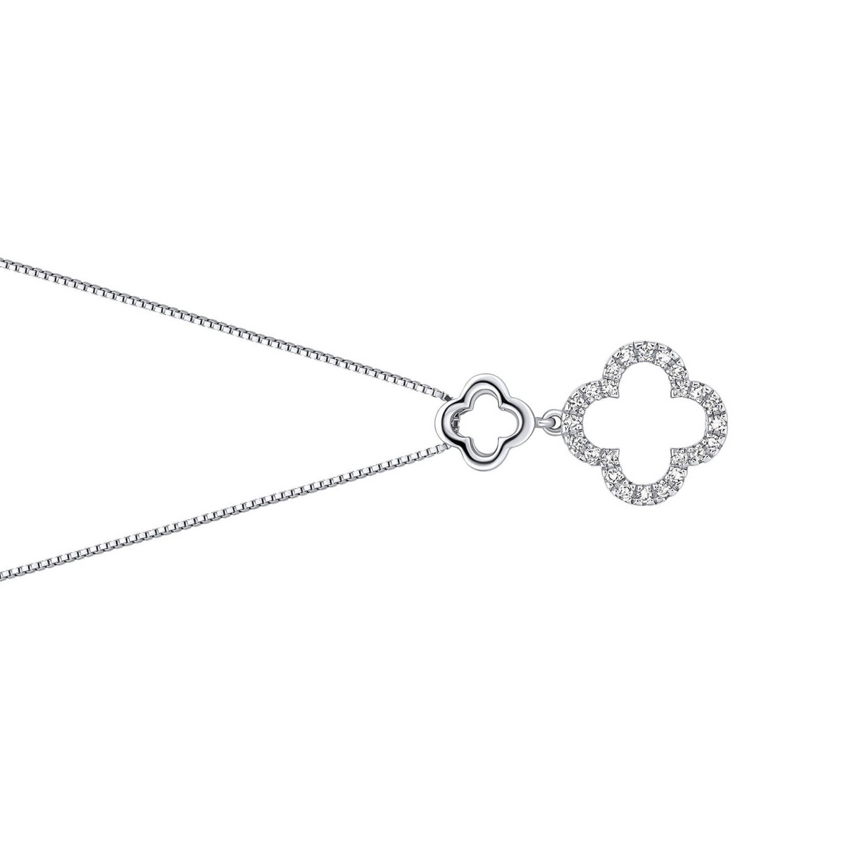 9ct White Gold Quatrefoil Pedant 375 Hallmarked British Made Brand New Boxed